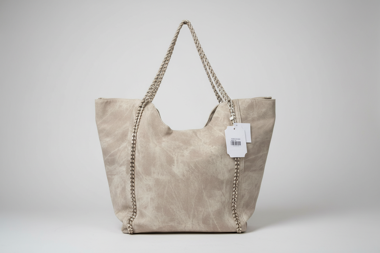 TAUPE CHAIN SLOUCH TOTE